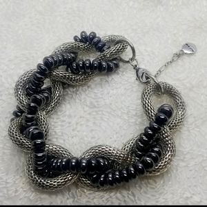 Alfani Braided Silver Mesh Black Graphite Bracelet